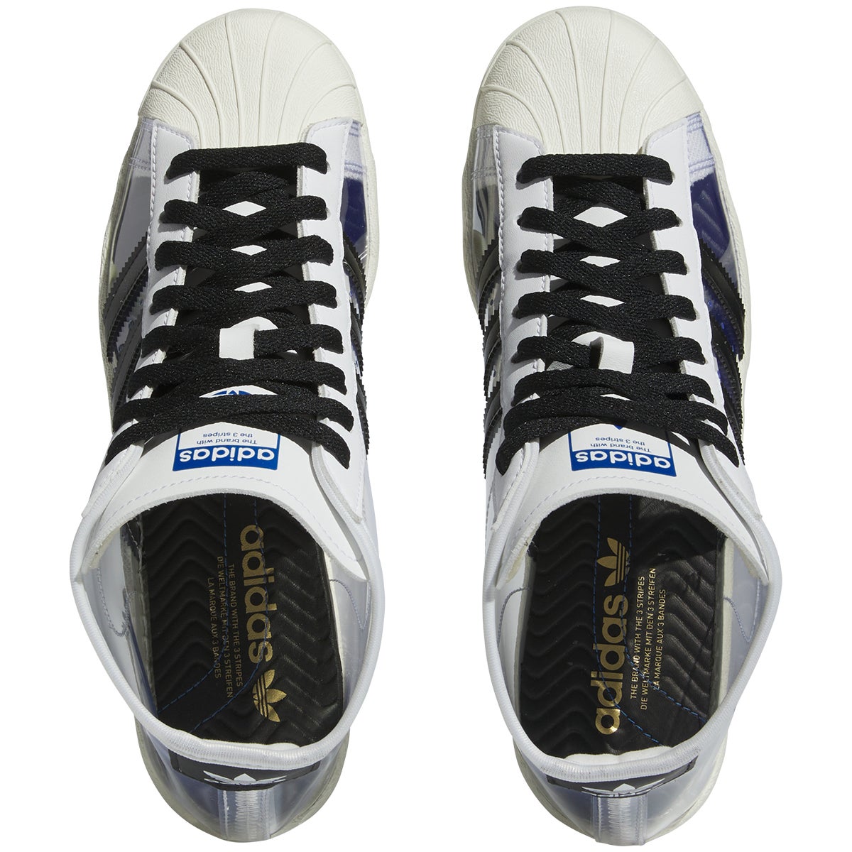 Adidas pro model store black white stripes