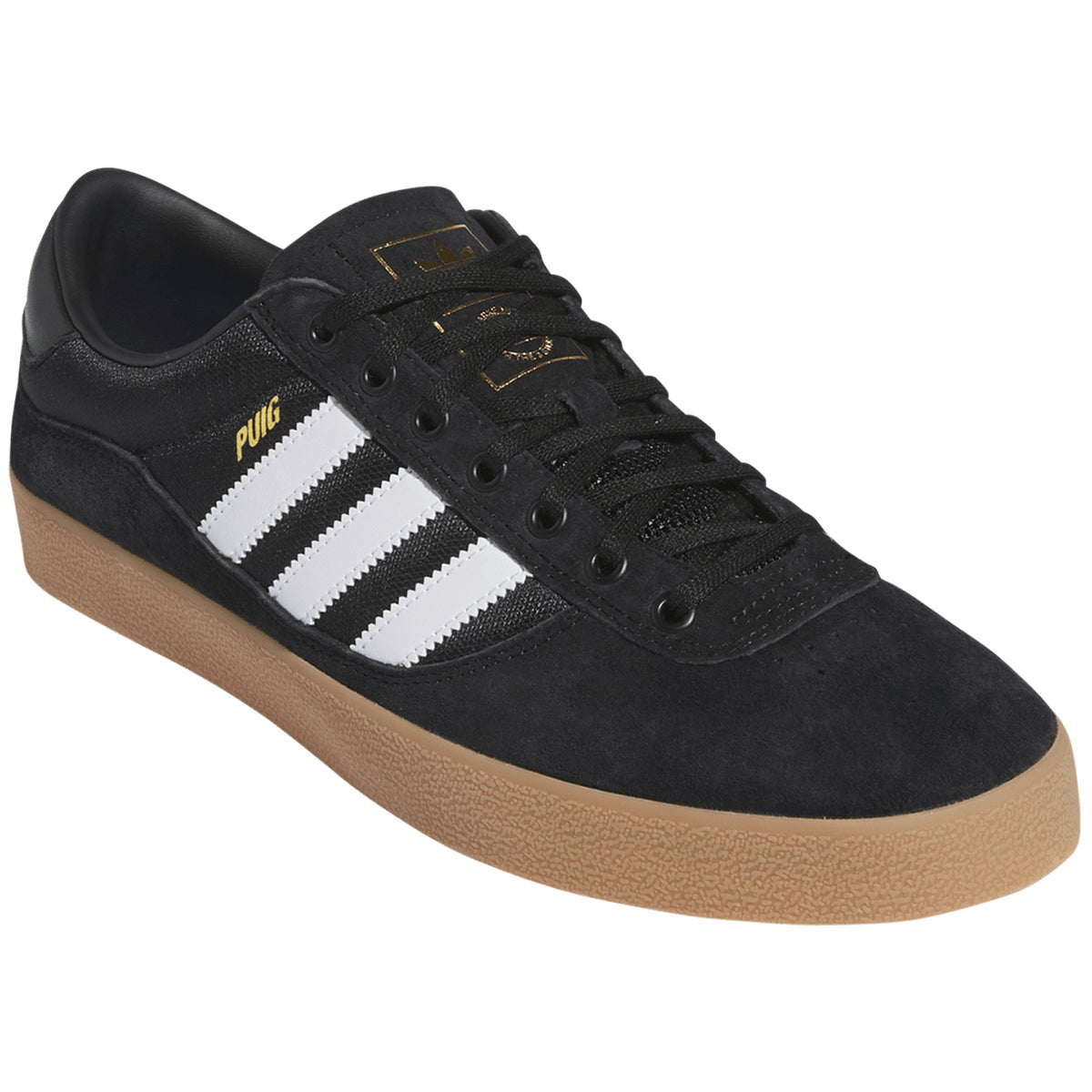 Adidas Puig Indoor Shoe in Black/White/Gum | Boardertown