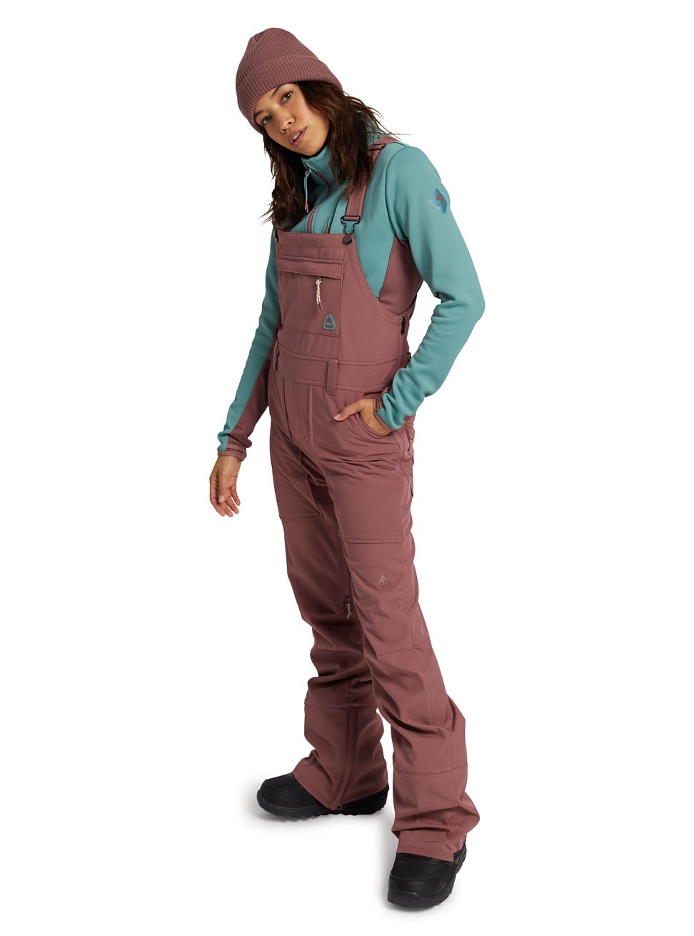 burton avalon bib pant rose brown