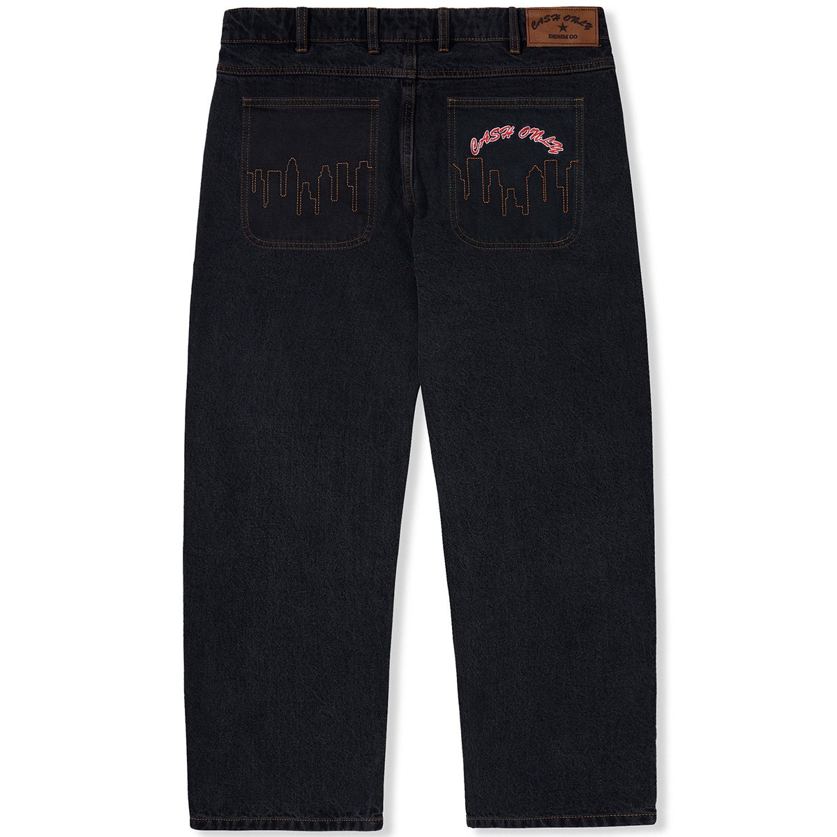 Cash Only Logo Baggy Denim Jeans in Washed Black | Boardertown