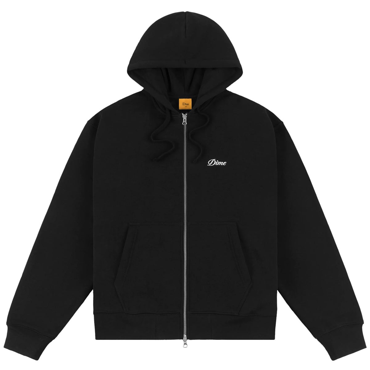 Dime Cursive Small Logo Zip Hood in Black | Boardertown