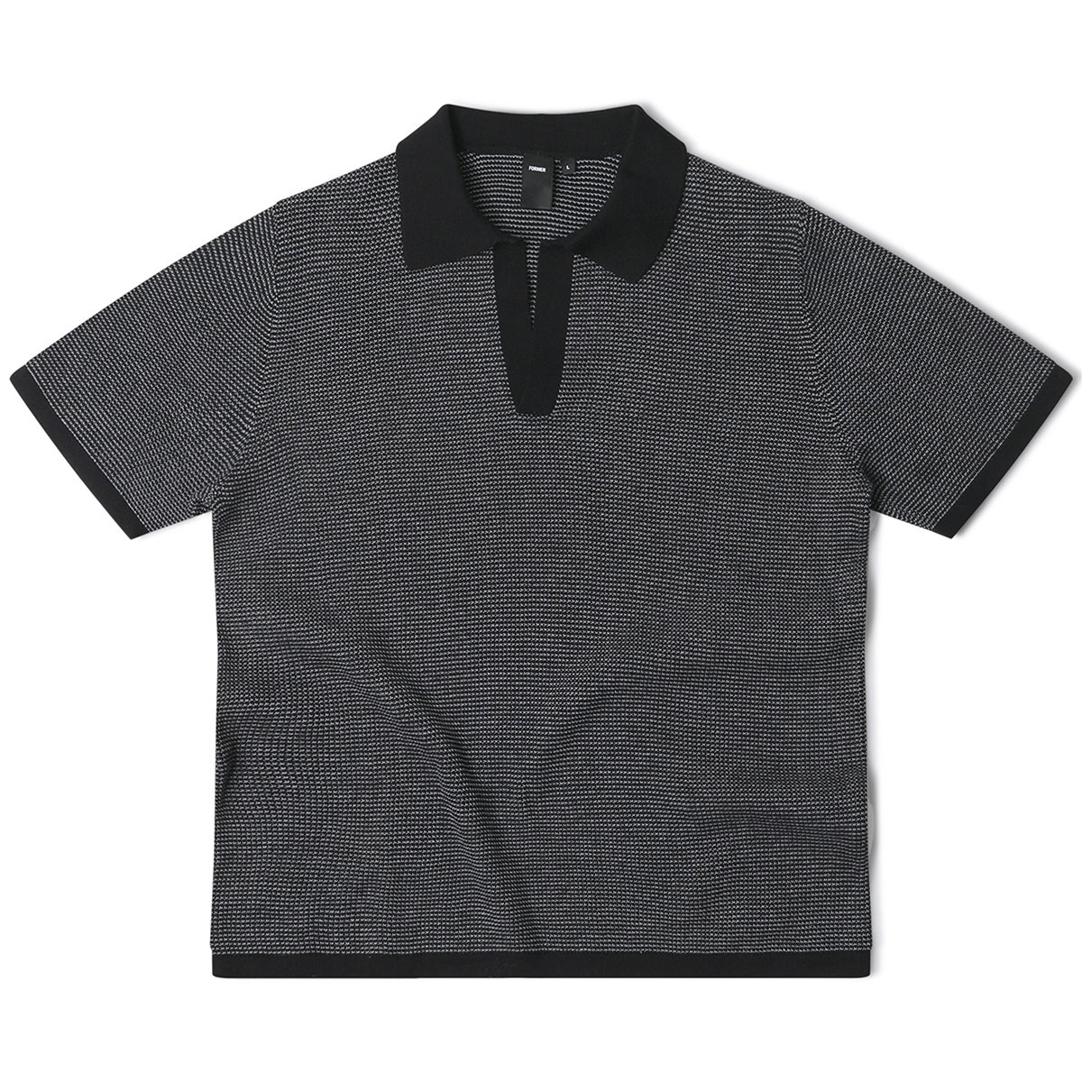 Former Perception Open Collar Polo in Grey/Black | Boardertown