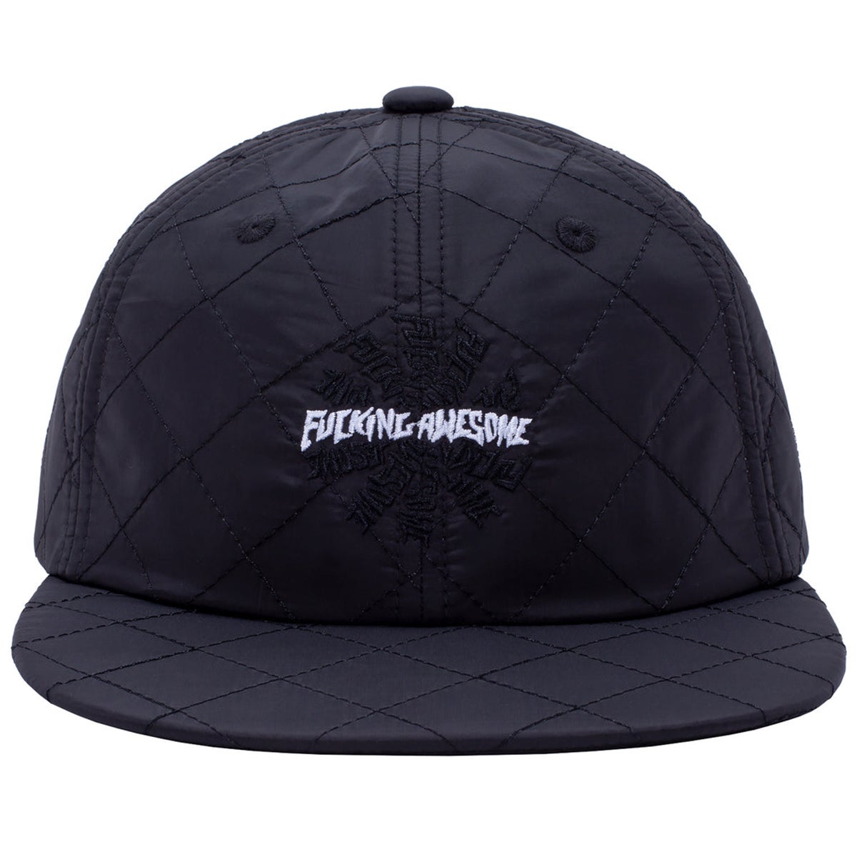 Fucking Awesome Quilted Spiral 6 Panel Strapback in Black 