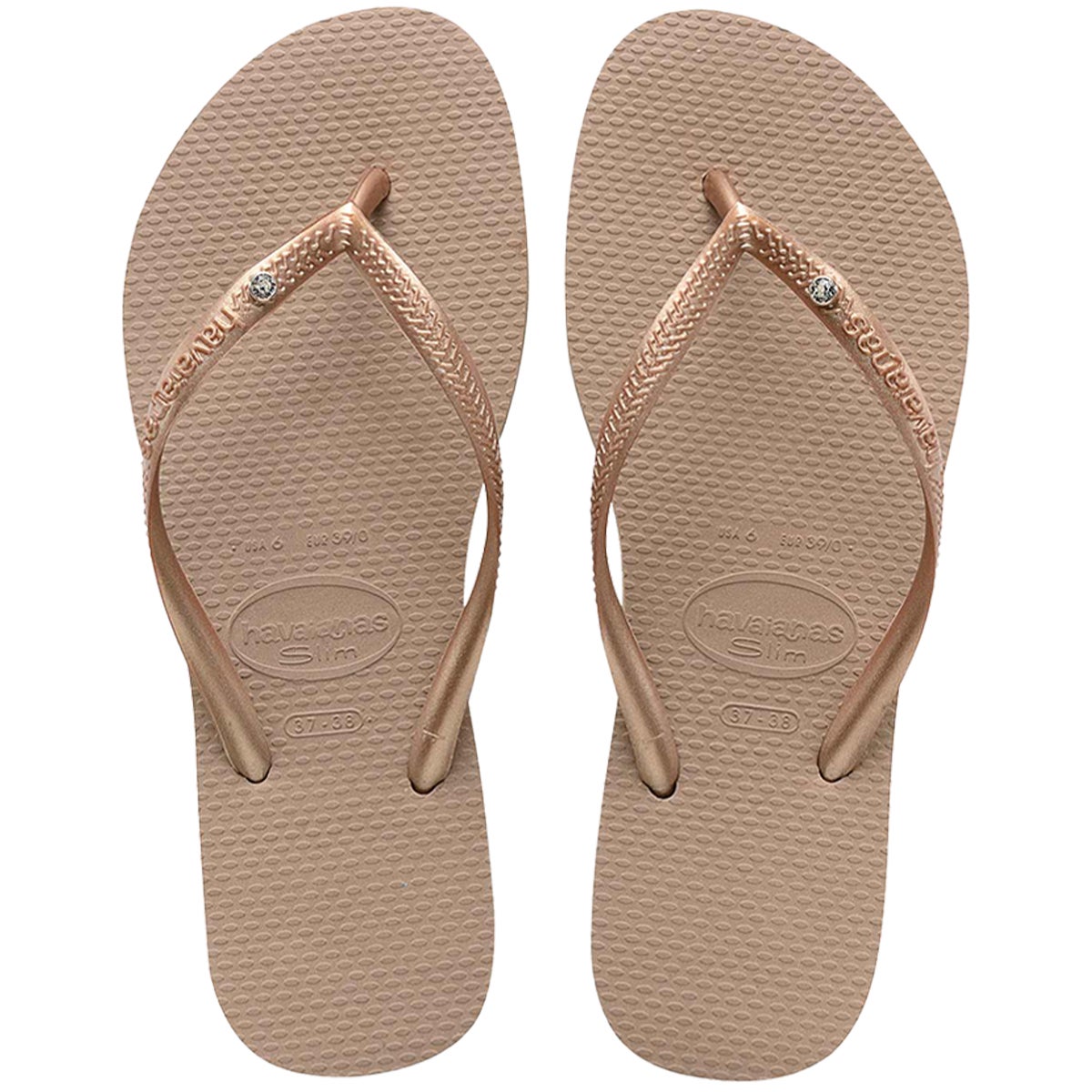 Havaianas Kids Slim Crystal SW II Jandal in Rose Gold Boardertown