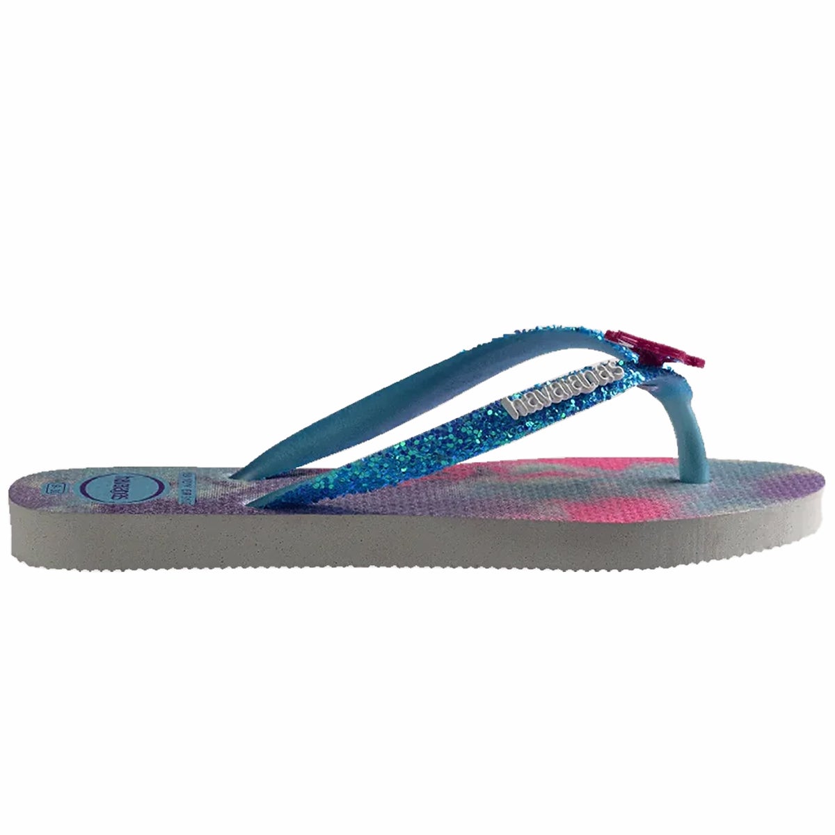 Havaianas Girls Kids Slim Glitter 2 Flip Flop Sandals, Marine Blue