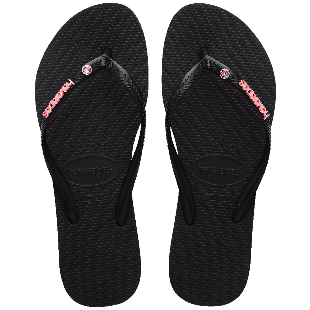 White havaianas with metal 2024 logo