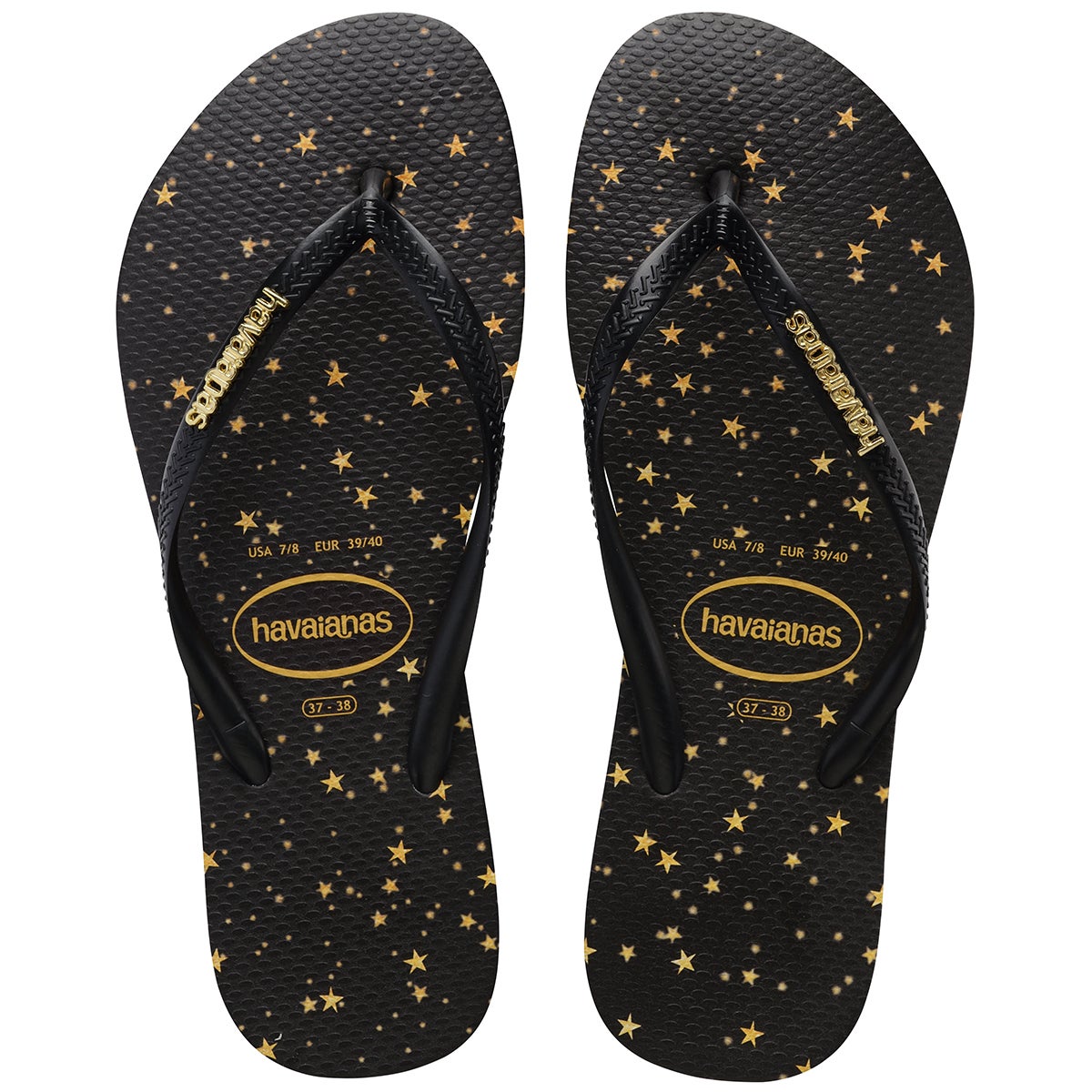 Havaianas Slim Metal Logo Galaxy Jandal in Black Gold Boardertown