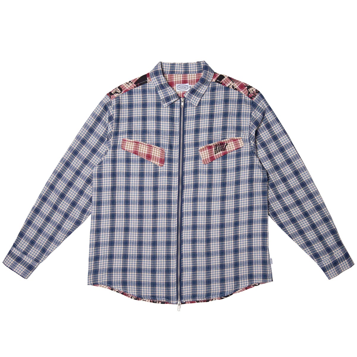 Hoddle Skyline Zip Up Flannel Shirt in Red/Blue | Boardertown