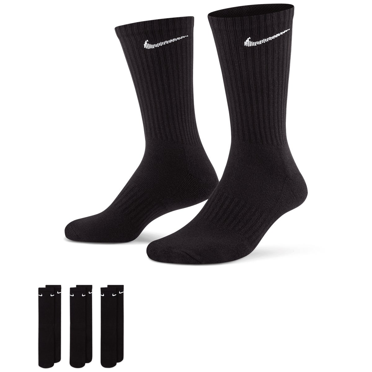 Nike Everyday Cushioned Training Crew Sock 6 Pack in Black | Boardertown