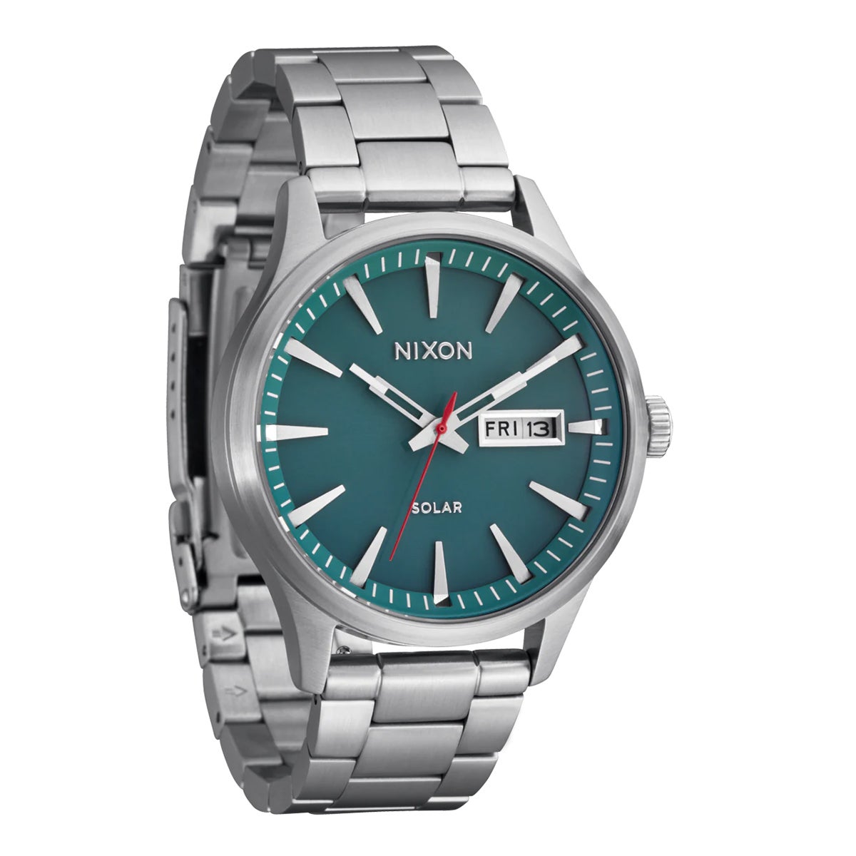 Nixon Sentry Solar SS Watch in Silver Jasper Boardertown