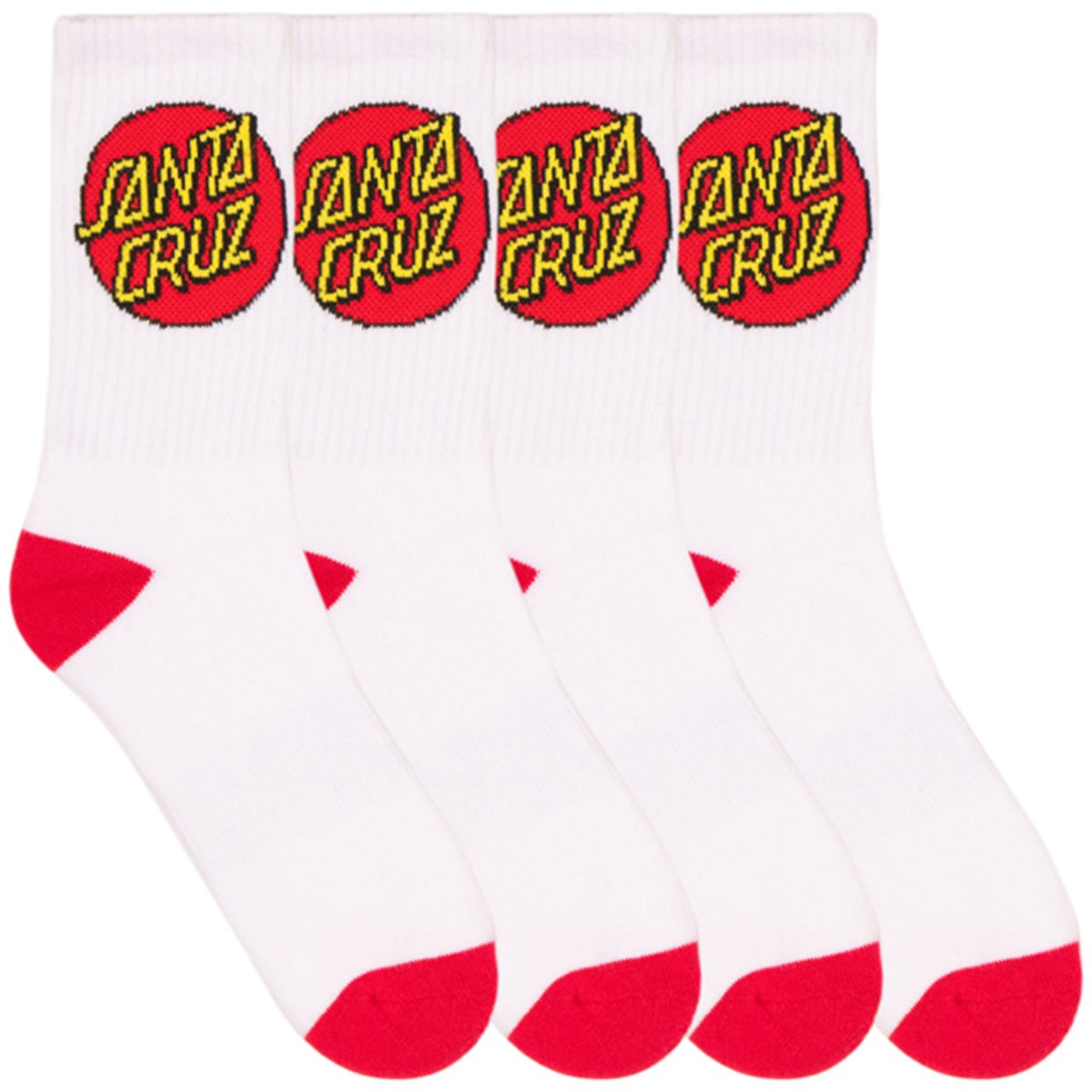 Santa Cruz Classic Dot Youth Sock 4 Pack In White Boardertown