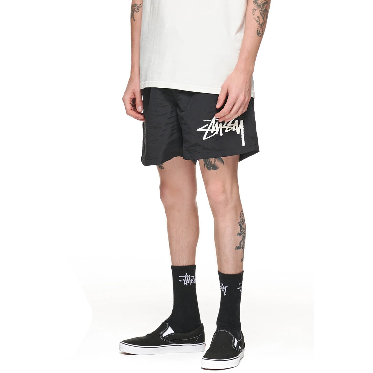 Stussy stock water short hot sale black