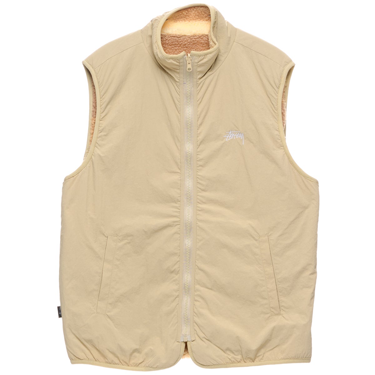 Stussy Square Jacquard Sherpa Vest in Tan | Boardertown