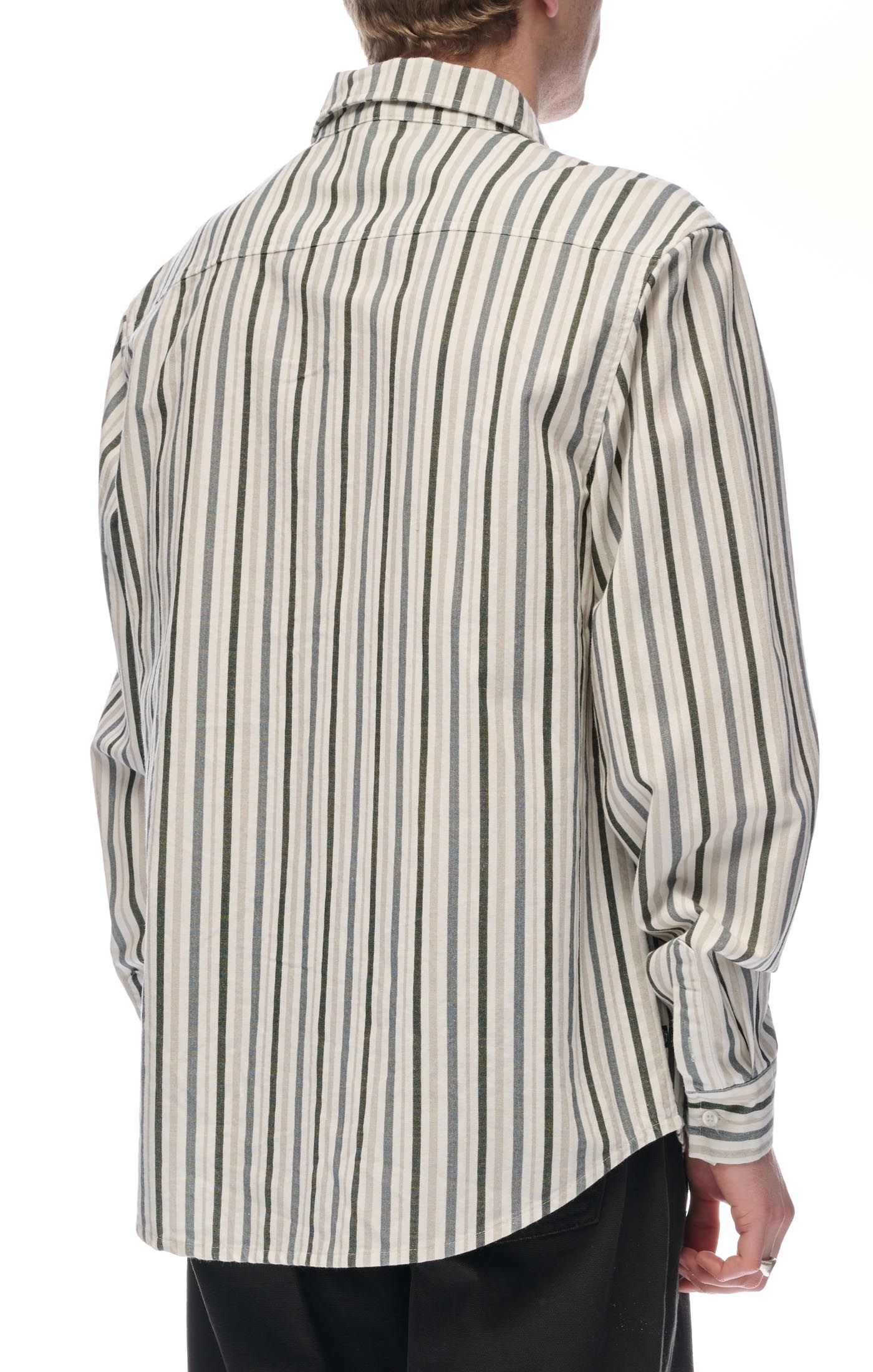 Stussy Stripe Oxford L/S Shirt in Green | Boardertown
