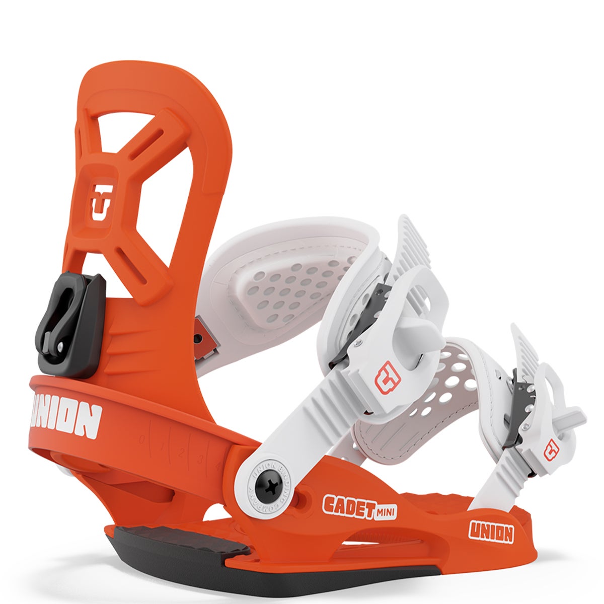 Union Cadet Mini Snowboard Bindings in Flame Orange Boardertown